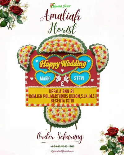 Karangan Papan Bunga Pernikahan di Jembrak
